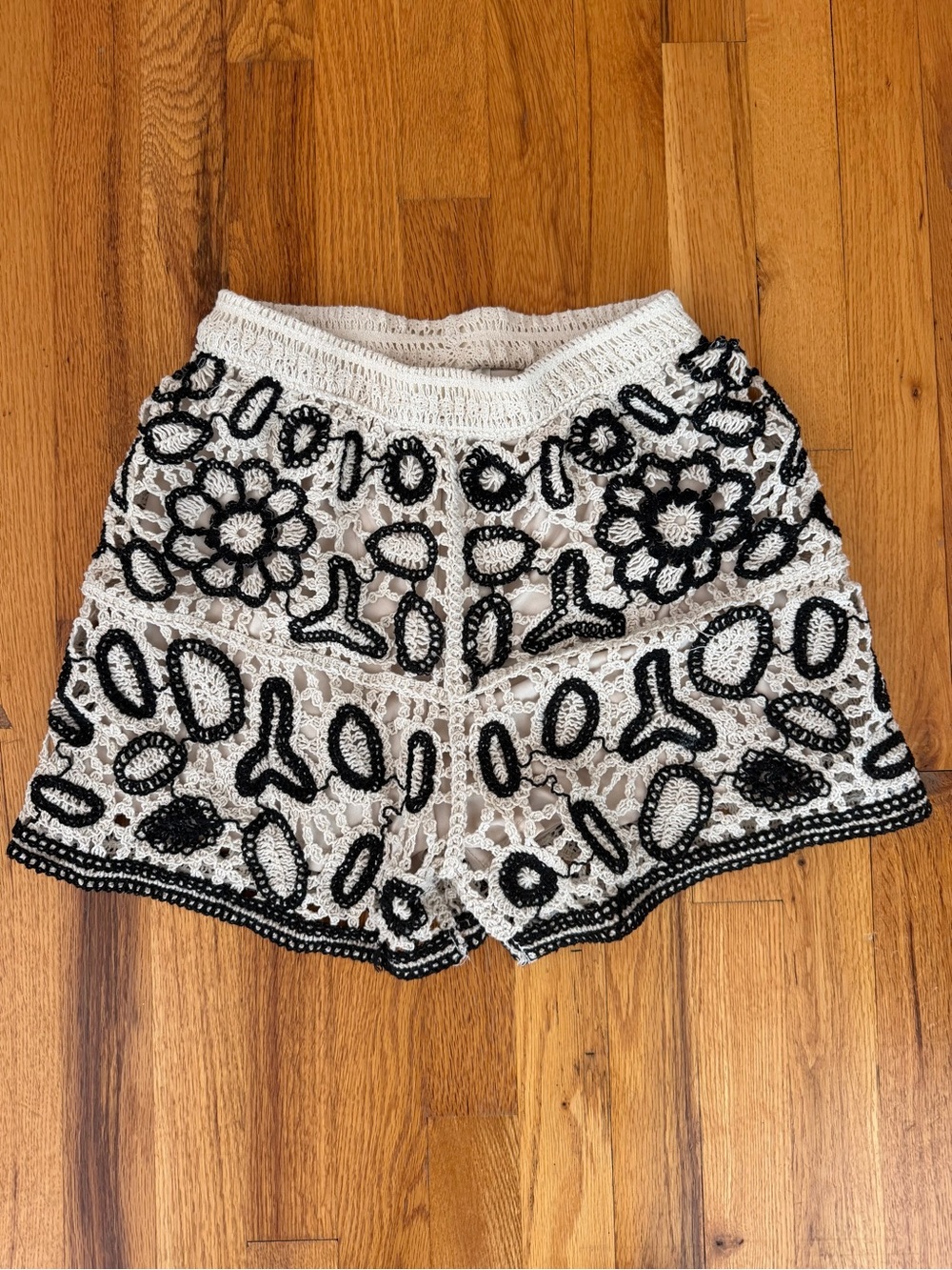 Rebellion Black and White Crochet Shorts